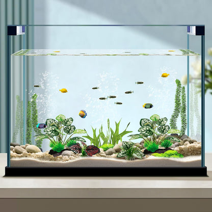 Reptile Artificial Plants, Terrarium Plants Decorations Supplies, Aquarium Fish Tank Plant, Amphibian Habitat Hideout Tank Accessories (M Set-2pcs/D)