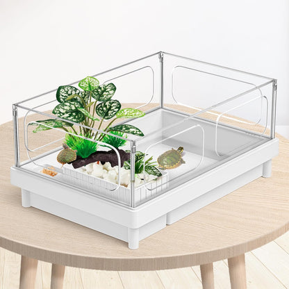 Reptile Artificial Plants, Terrarium Plants Decorations Supplies, Aquarium Fish Tank Plant, Amphibian Habitat Hideout Tank Accessories (M Set-2pcs/D)