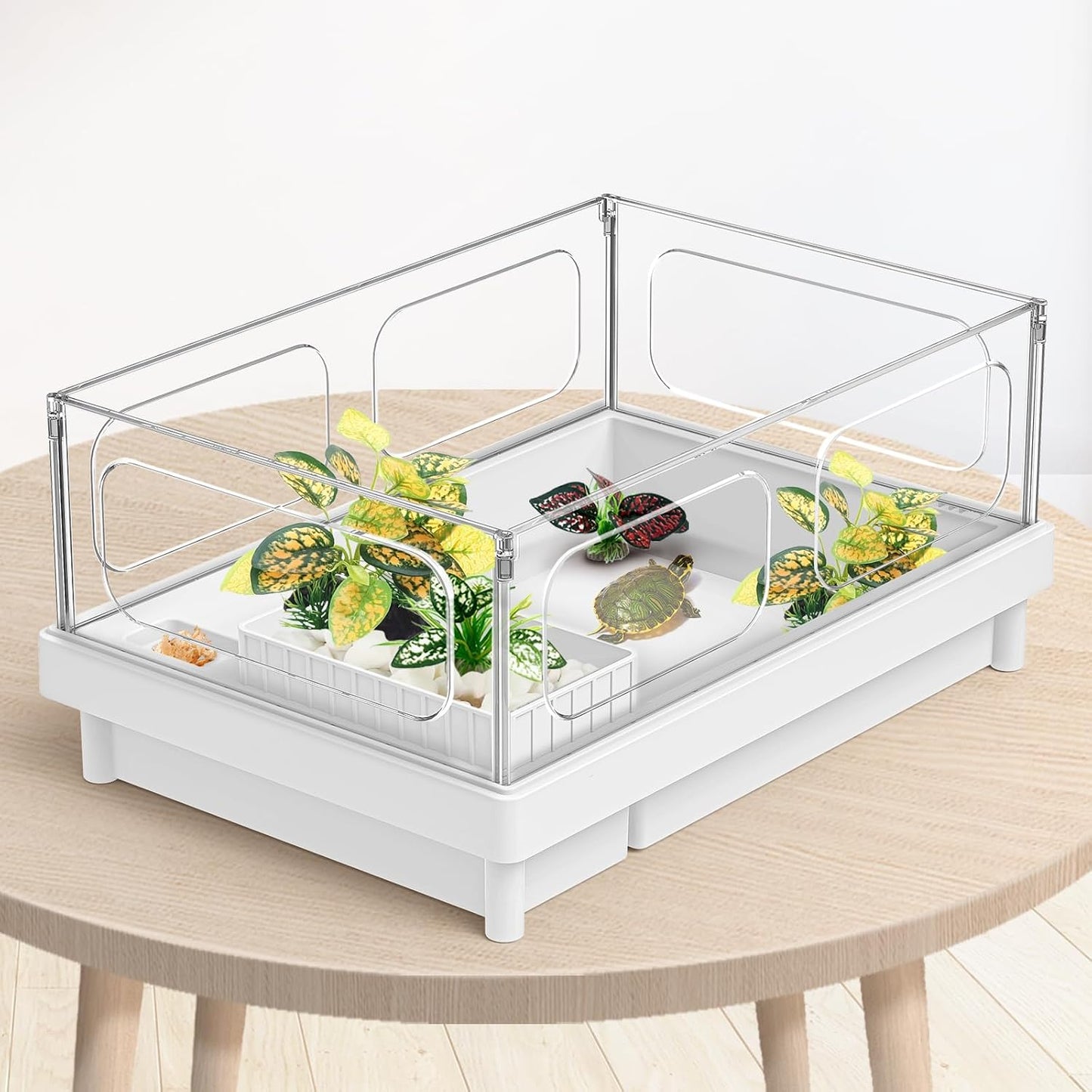 Reptile Artificial Plants, Terrarium Plants Decorations Supplies, Aquarium Fish Tank Plant, Amphibian Habitat Hideout Tank Accessories (M Set-2pcs/D)