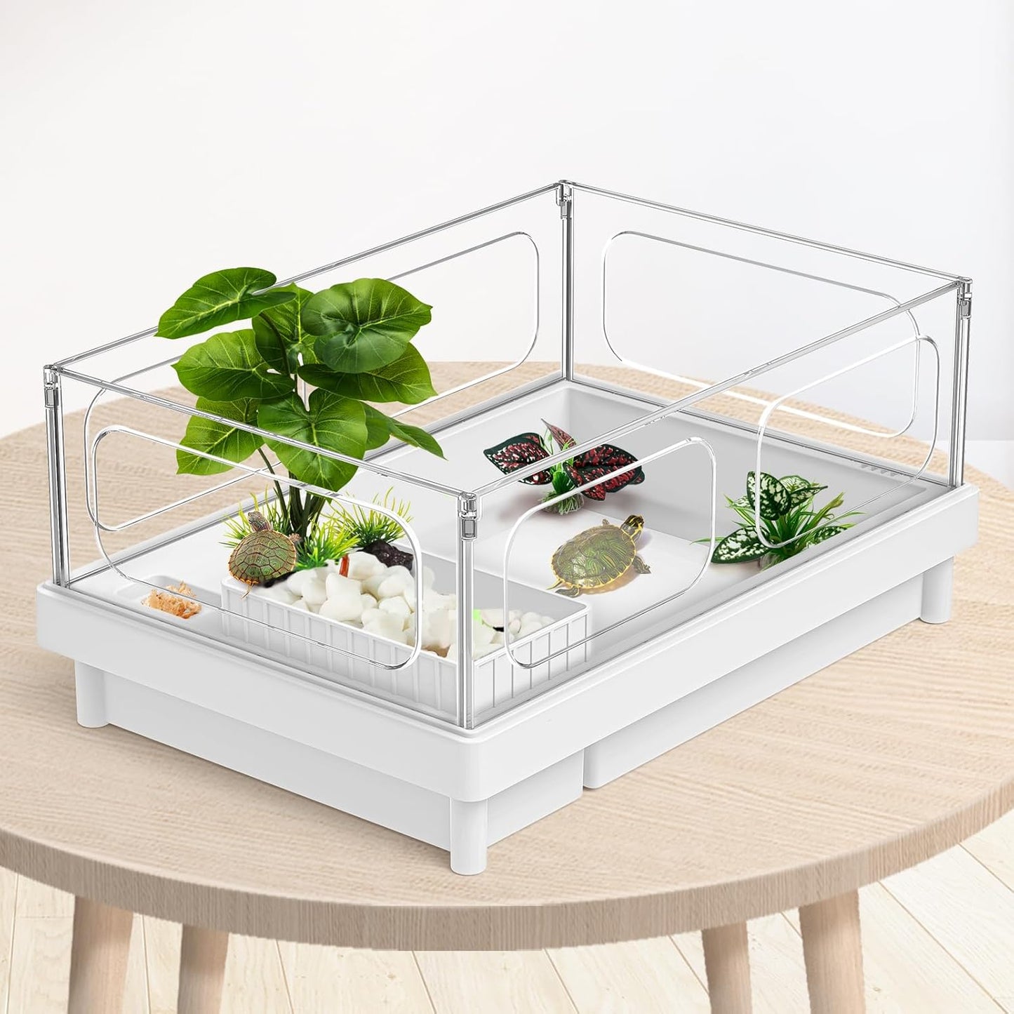 Reptile Artificial Plants, Terrarium Plants Decorations Supplies, Aquarium Fish Tank Plant, Amphibian Habitat Hideout Tank Accessories (M Set-2pcs/D)