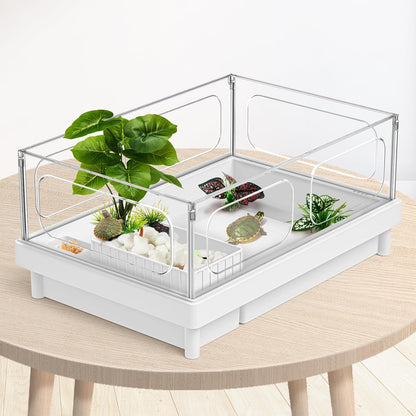 Reptile Artificial Plants, Terrarium Plants Decorations Supplies, Aquarium Fish Tank Plant, Amphibian Habitat Hideout Tank Accessories (M Set-2pcs/D)