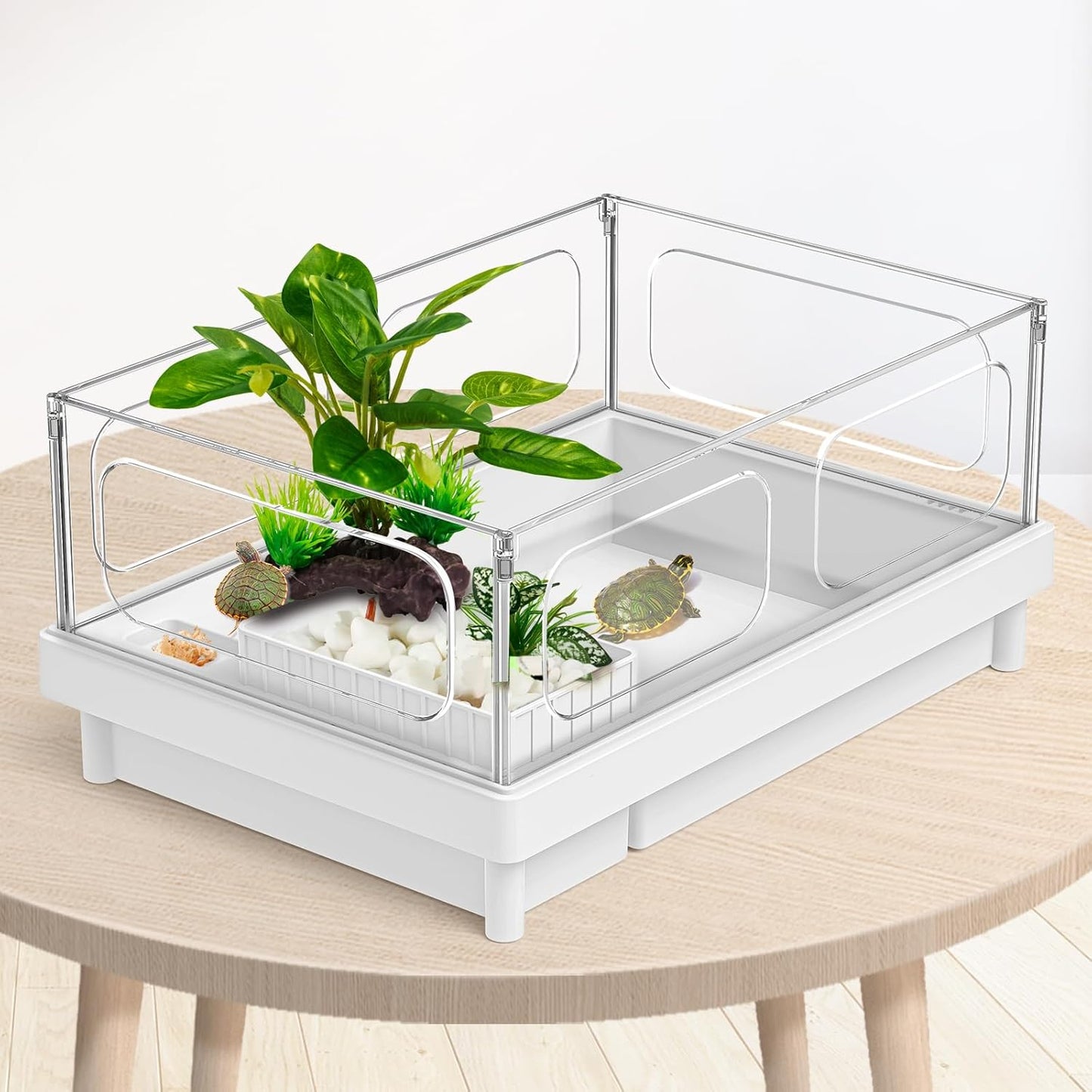 Reptile Artificial Plants, Terrarium Plants Decorations Supplies, Aquarium Fish Tank Plant, Amphibian Habitat Hideout Tank Accessories (M Set-2pcs/D)