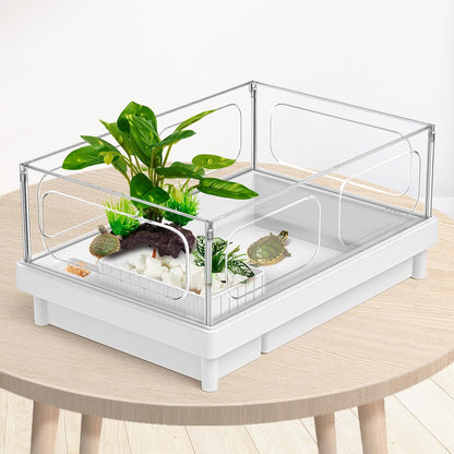 Reptile Artificial Plants, Terrarium Plants Decorations Supplies, Aquarium Fish Tank Plant, Amphibian Habitat Hideout Tank Accessories (M Set-2pcs/D)