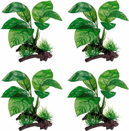 Reptile Artificial Plants, Terrarium Plants Decorations Supplies, Aquarium Fish Tank Plant, Amphibian Habitat Hideout Tank Accessories (M Set-2pcs/D)