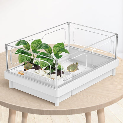 Reptile Artificial Plants, Terrarium Plants Decorations Supplies, Aquarium Fish Tank Plant, Amphibian Habitat Hideout Tank Accessories (M Set-2pcs/D)