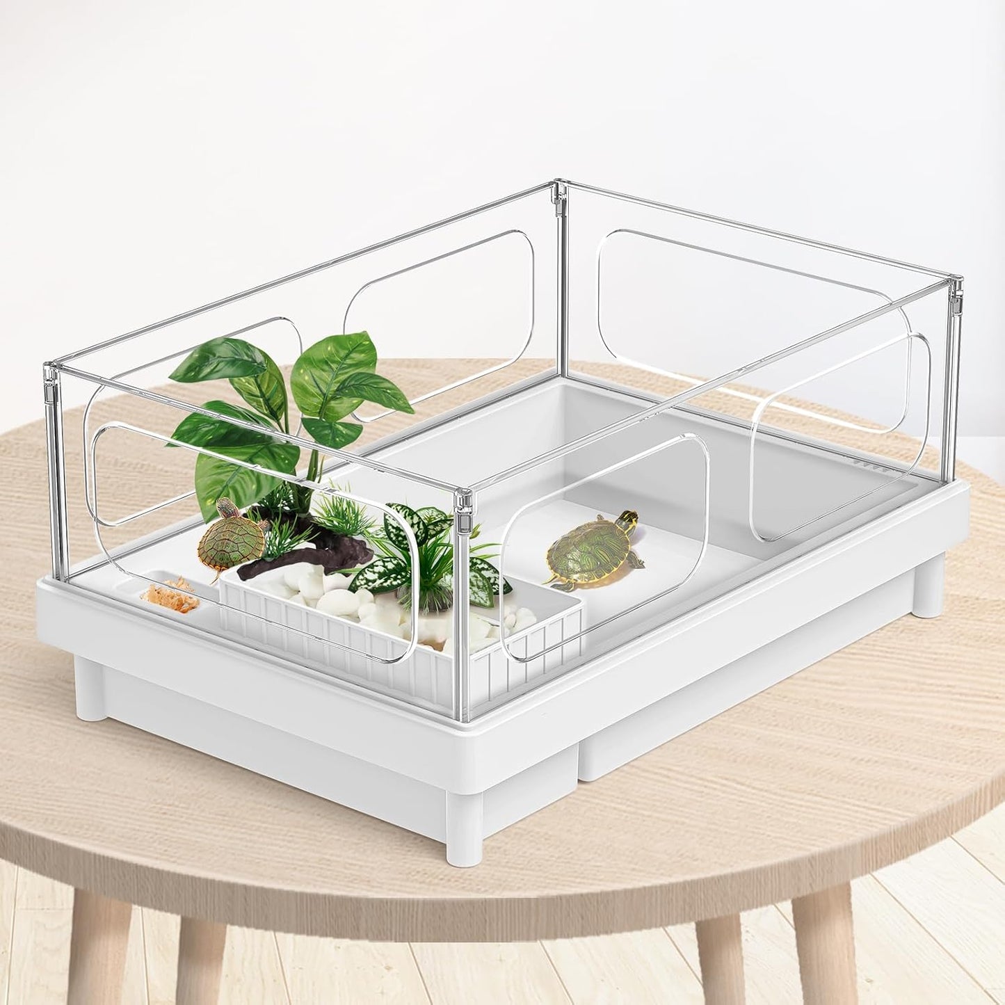 Reptile Artificial Plants, Terrarium Plants Decorations Supplies, Aquarium Fish Tank Plant, Amphibian Habitat Hideout Tank Accessories (M Set-2pcs/D)
