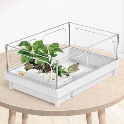Reptile Artificial Plants, Terrarium Plants Decorations Supplies, Aquarium Fish Tank Plant, Amphibian Habitat Hideout Tank Accessories (M Set-2pcs/D)