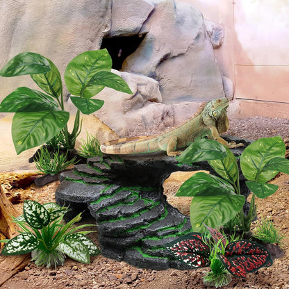 Reptile Artificial Plants, Terrarium Plants Decorations Supplies, Aquarium Fish Tank Plant, Amphibian Habitat Hideout Tank Accessories (M Set-2pcs/D)