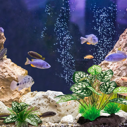 Reptile Artificial Plants, Terrarium Plants Decorations Supplies, Aquarium Fish Tank Plant, Amphibian Habitat Hideout Tank Accessories (M Set-2pcs/D)