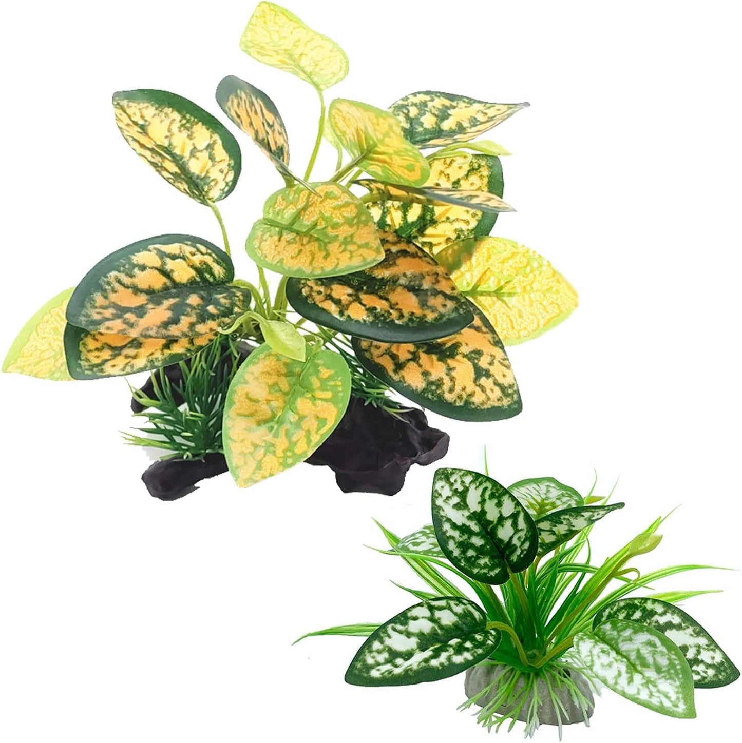 Reptile Artificial Plants, Terrarium Plants Decorations Supplies, Aquarium Fish Tank Plant, Amphibian Habitat Hideout Tank Accessories (M Set-2pcs/D)