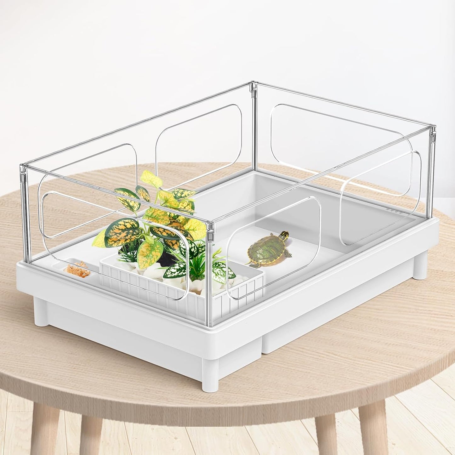 Reptile Artificial Plants, Terrarium Plants Decorations Supplies, Aquarium Fish Tank Plant, Amphibian Habitat Hideout Tank Accessories (M Set-2pcs/D)