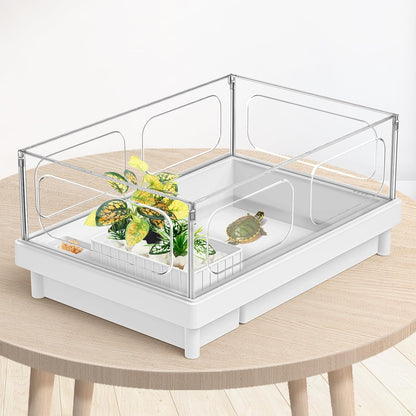 Reptile Artificial Plants, Terrarium Plants Decorations Supplies, Aquarium Fish Tank Plant, Amphibian Habitat Hideout Tank Accessories (M Set-2pcs/D)