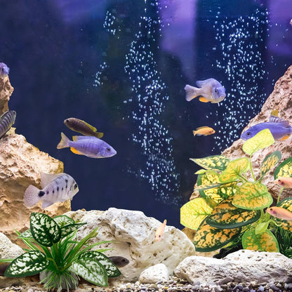 Reptile Artificial Plants, Terrarium Plants Decorations Supplies, Aquarium Fish Tank Plant, Amphibian Habitat Hideout Tank Accessories (M Set-2pcs/D)