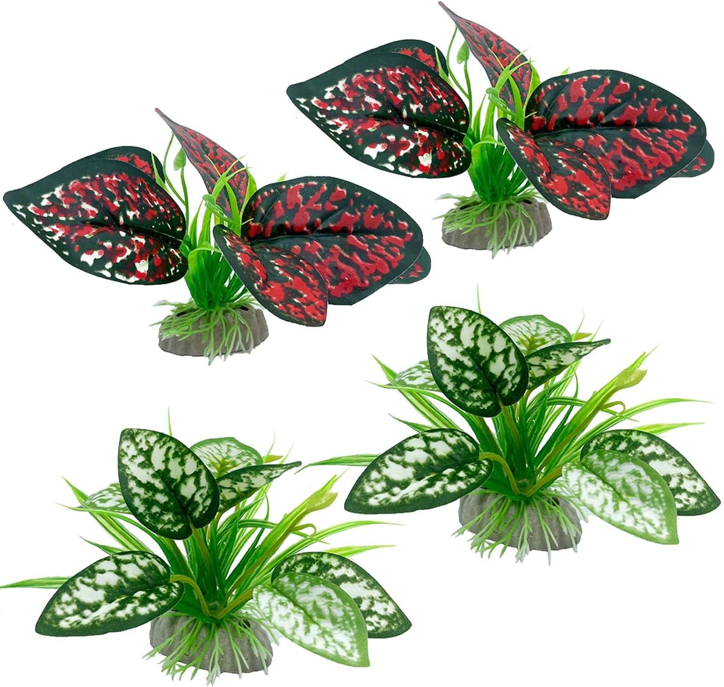 Reptile Artificial Plants, Terrarium Plants Decorations Supplies, Aquarium Fish Tank Plant, Amphibian Habitat Hideout Tank Accessories (M Set-2pcs/D)