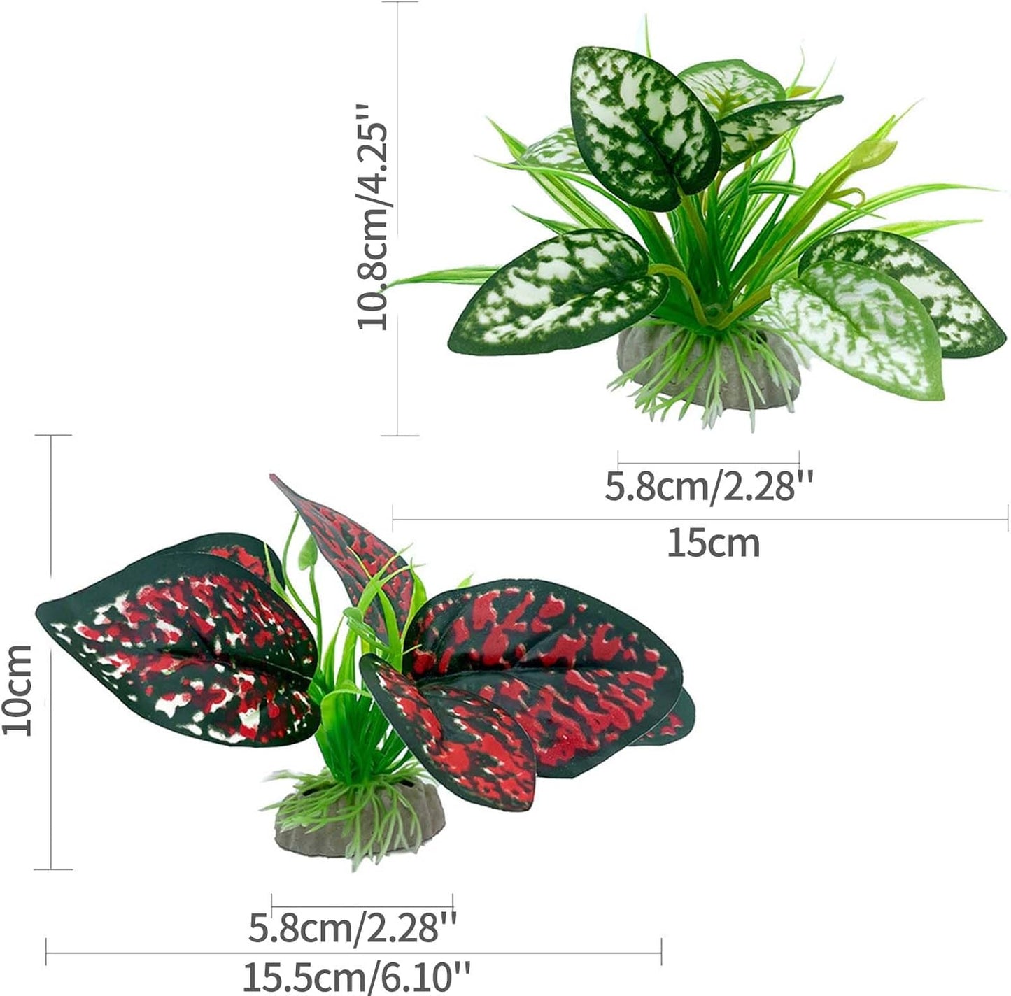 Reptile Artificial Plants, Terrarium Plants Decorations Supplies, Aquarium Fish Tank Plant, Amphibian Habitat Hideout Tank Accessories (M Set-2pcs/D)