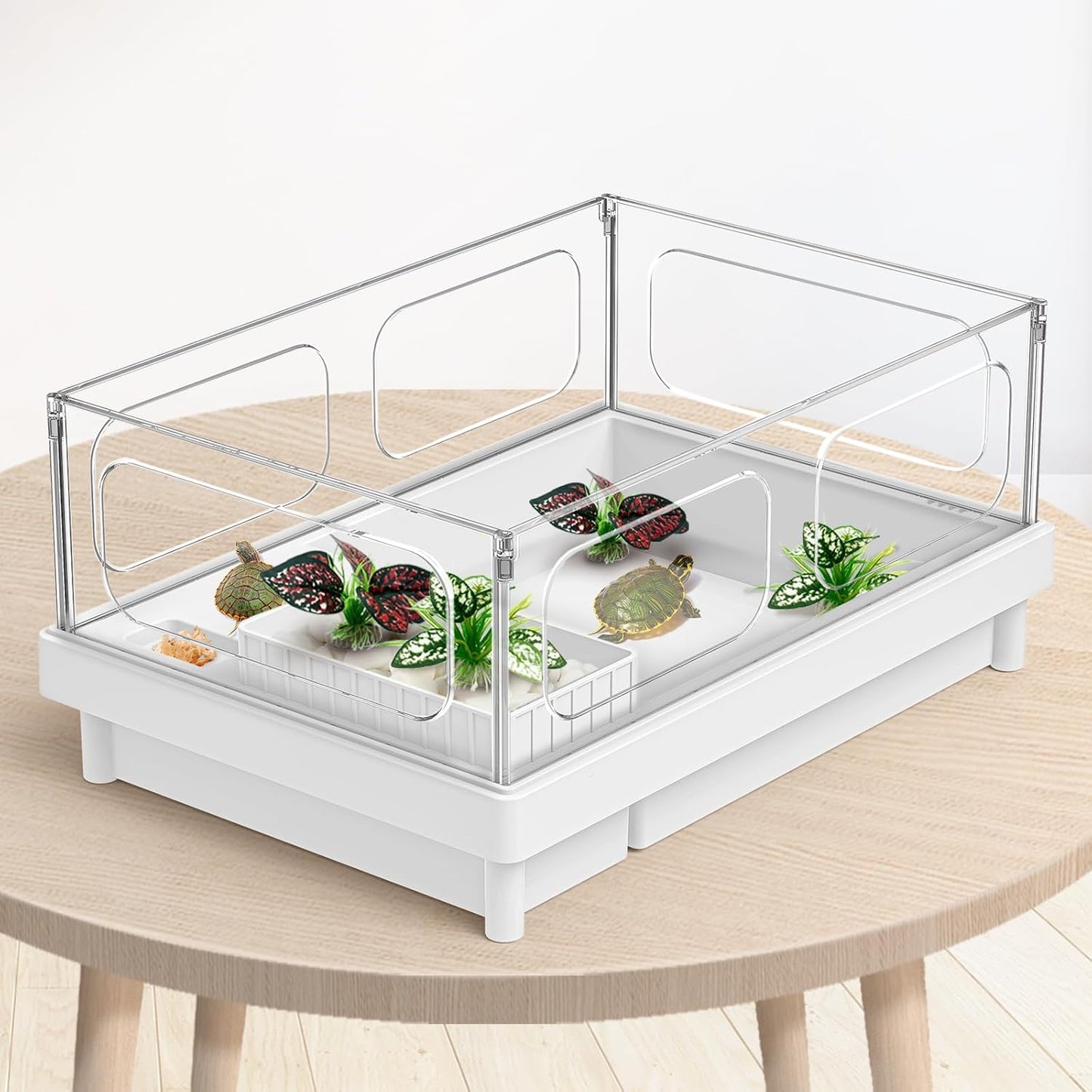 Reptile Artificial Plants, Terrarium Plants Decorations Supplies, Aquarium Fish Tank Plant, Amphibian Habitat Hideout Tank Accessories (M Set-2pcs/D)