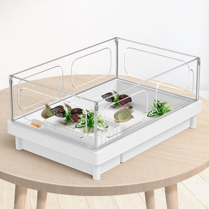 Reptile Artificial Plants, Terrarium Plants Decorations Supplies, Aquarium Fish Tank Plant, Amphibian Habitat Hideout Tank Accessories (M Set-2pcs/D)