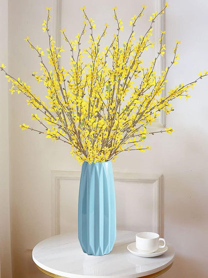 Artificial Forsythia Flower Branches 39 Inch Faux Yellow Jasmine Cherry Blossom Flowers Long Stems Silk Winter Spring Forsythia Flowers Bush for Floral Arrangement Wedding Home Decor