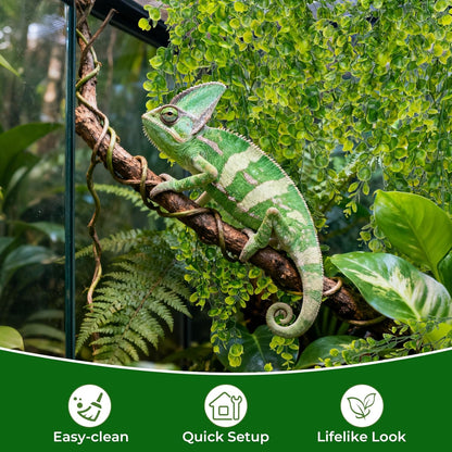 2PCS Fake Hanging Plants Reptile Habitat Vines – Artificial Terrarium Plants with Iron Stem, UV Resistant Faux Vines for Bearded Dragon Gecko Snake Turtle Tank Enclosure Decor Indoor Outdoor