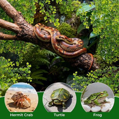2PCS Fake Hanging Plants Reptile Habitat Vines – Artificial Terrarium Plants with Iron Stem, UV Resistant Faux Vines for Bearded Dragon Gecko Snake Turtle Tank Enclosure Decor Indoor Outdoor