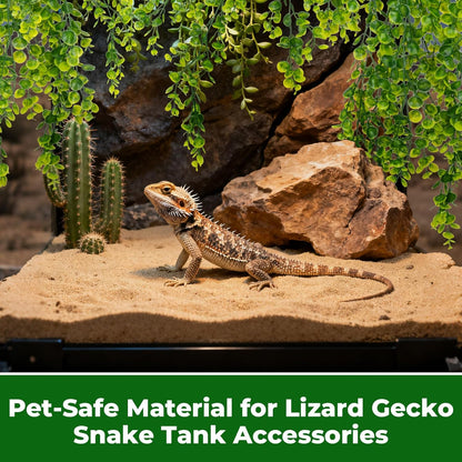 2PCS Fake Hanging Plants Reptile Habitat Vines – Artificial Terrarium Plants with Iron Stem, UV Resistant Faux Vines for Bearded Dragon Gecko Snake Turtle Tank Enclosure Decor Indoor Outdoor