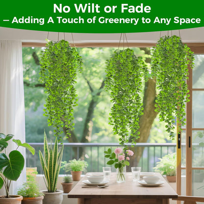 2PCS Fake Hanging Plants Reptile Habitat Vines – Artificial Terrarium Plants with Iron Stem, UV Resistant Faux Vines for Bearded Dragon Gecko Snake Turtle Tank Enclosure Decor Indoor Outdoor