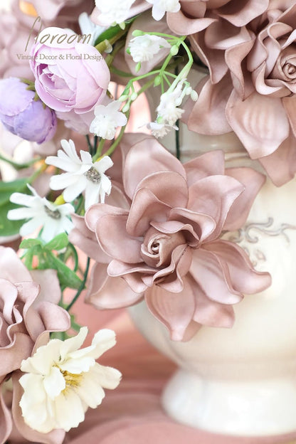 Artificial Gardenia Flowers 2.7" 25pcs Real Looking Ivory Foam Fake Flowers with Stems for DIY Wedding Bouquets Bridal Shower Centerpieces Floral Arrangements Party Tables Home Decorations