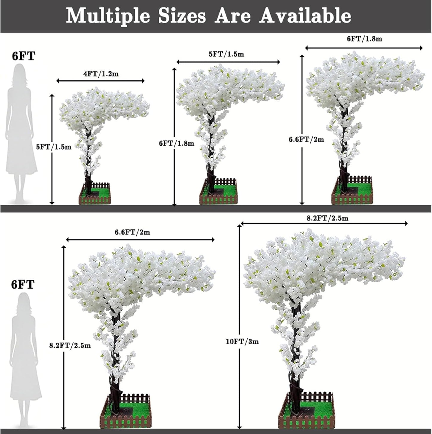 Large Artificial Cherry Blossom Trees Indoor Outdoors,Japanese Faux Cherry Blossom Tree with Realistic Silk Flowers,Standing Fake Tree for Garden Wedding Party Home Decor(Pink,H 5FT x W 4FT)