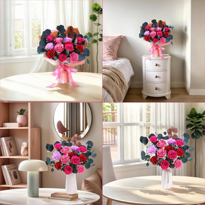 lovenfold Preserved Flowers for Delivery, Purple Rose Bouquets That Last 1-3 Years, Birthday Flowers Gifts for Women Mom Grandma Wife Friends