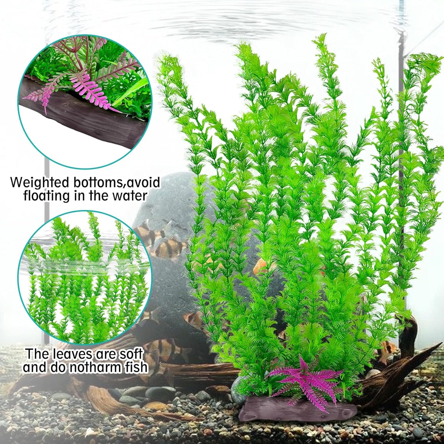 Aquarium Plastic Plants Aquarium Decor Artificial Fish Tank Plants,Tall Fish Tank Decorations, Extra Large Aquarium Plant 20.4-inch Tall,1PCS