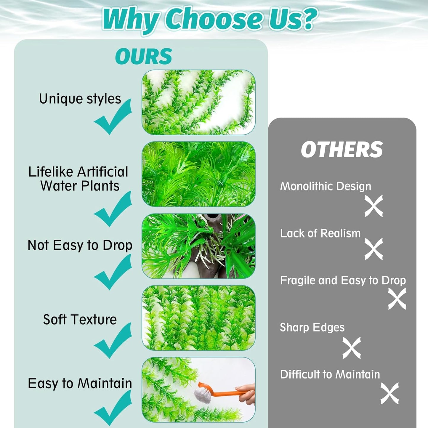 Aquarium Plastic Plants Aquarium Decor Artificial Fish Tank Plants,Tall Fish Tank Decorations, Extra Large Aquarium Plant 20.4-inch Tall,1PCS