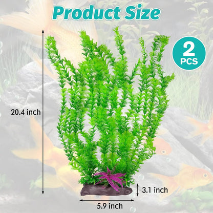 Aquarium Plastic Plants Aquarium Decor Artificial Fish Tank Plants,Tall Fish Tank Decorations, Extra Large Aquarium Plant 20.4-inch Tall,1PCS