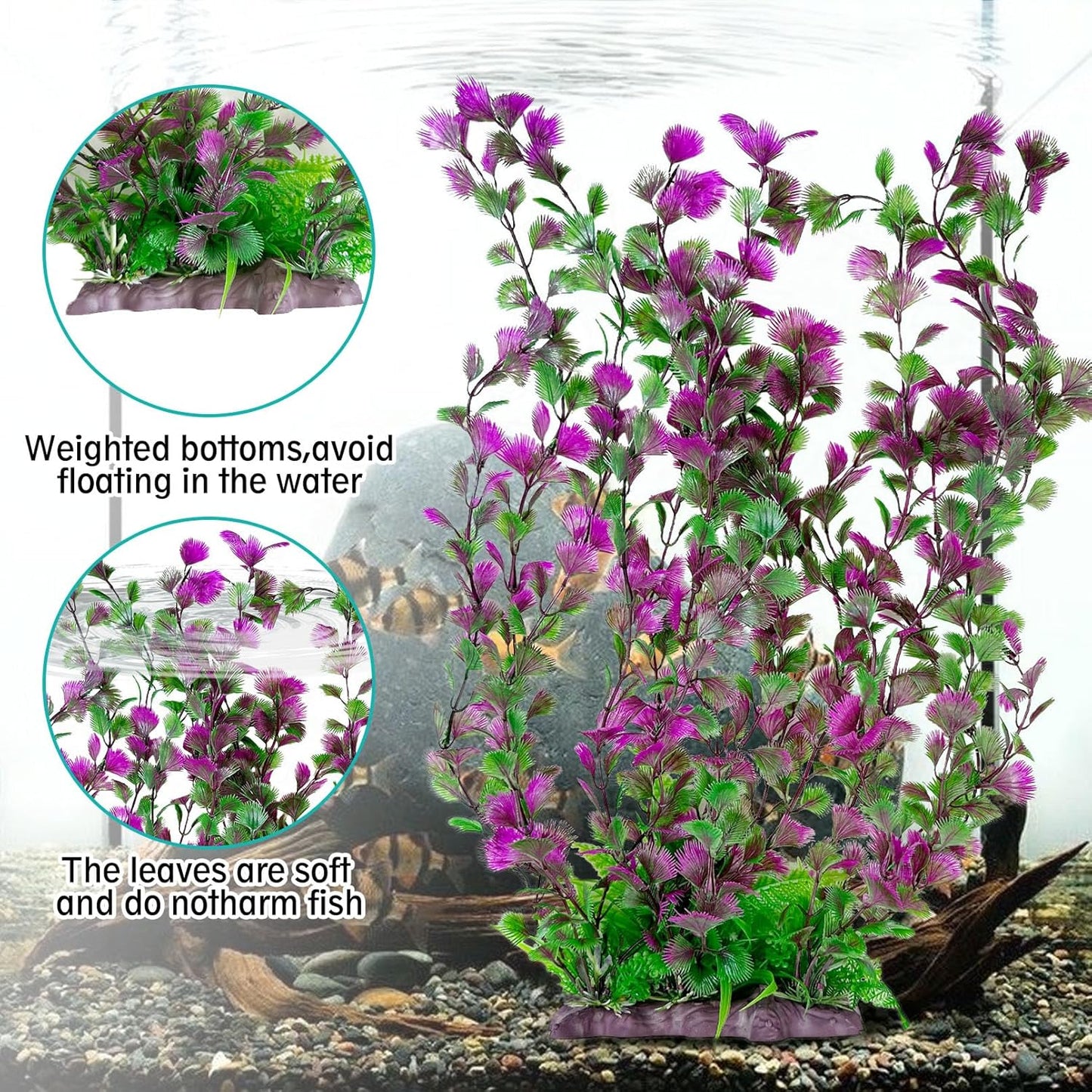 Aquarium Plastic Plants Aquarium Decor Artificial Fish Tank Plants,Tall Fish Tank Decorations, Extra Large Aquarium Plant 20.4-inch Tall,1PCS
