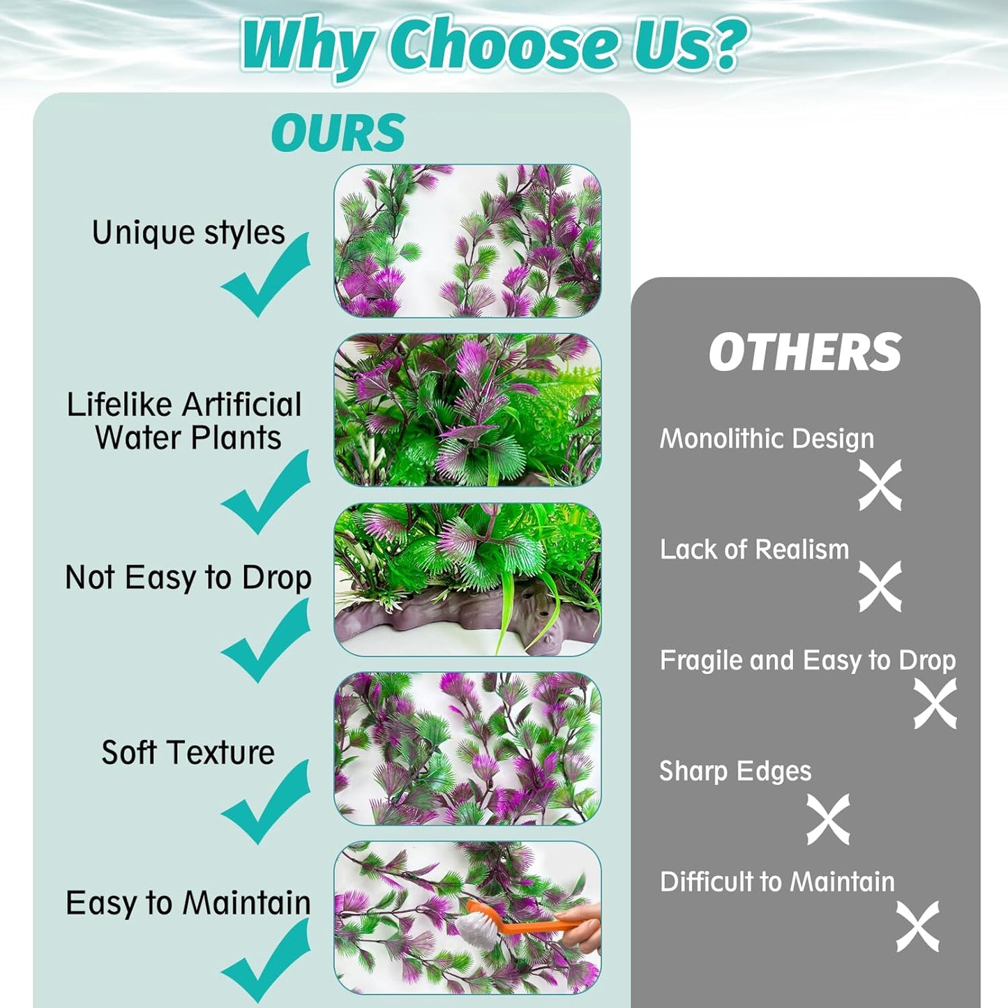 Aquarium Plastic Plants Aquarium Decor Artificial Fish Tank Plants,Tall Fish Tank Decorations, Extra Large Aquarium Plant 20.4-inch Tall,1PCS