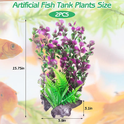 Aquarium Plastic Plants Aquarium Decor Artificial Fish Tank Plants,Tall Fish Tank Decorations, Extra Large Aquarium Plant 20.4-inch Tall,1PCS