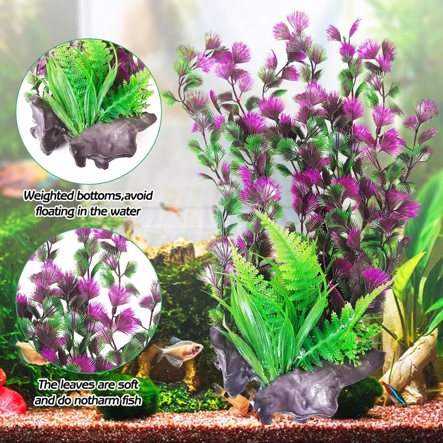 Aquarium Plastic Plants Aquarium Decor Artificial Fish Tank Plants,Tall Fish Tank Decorations, Extra Large Aquarium Plant 20.4-inch Tall,1PCS