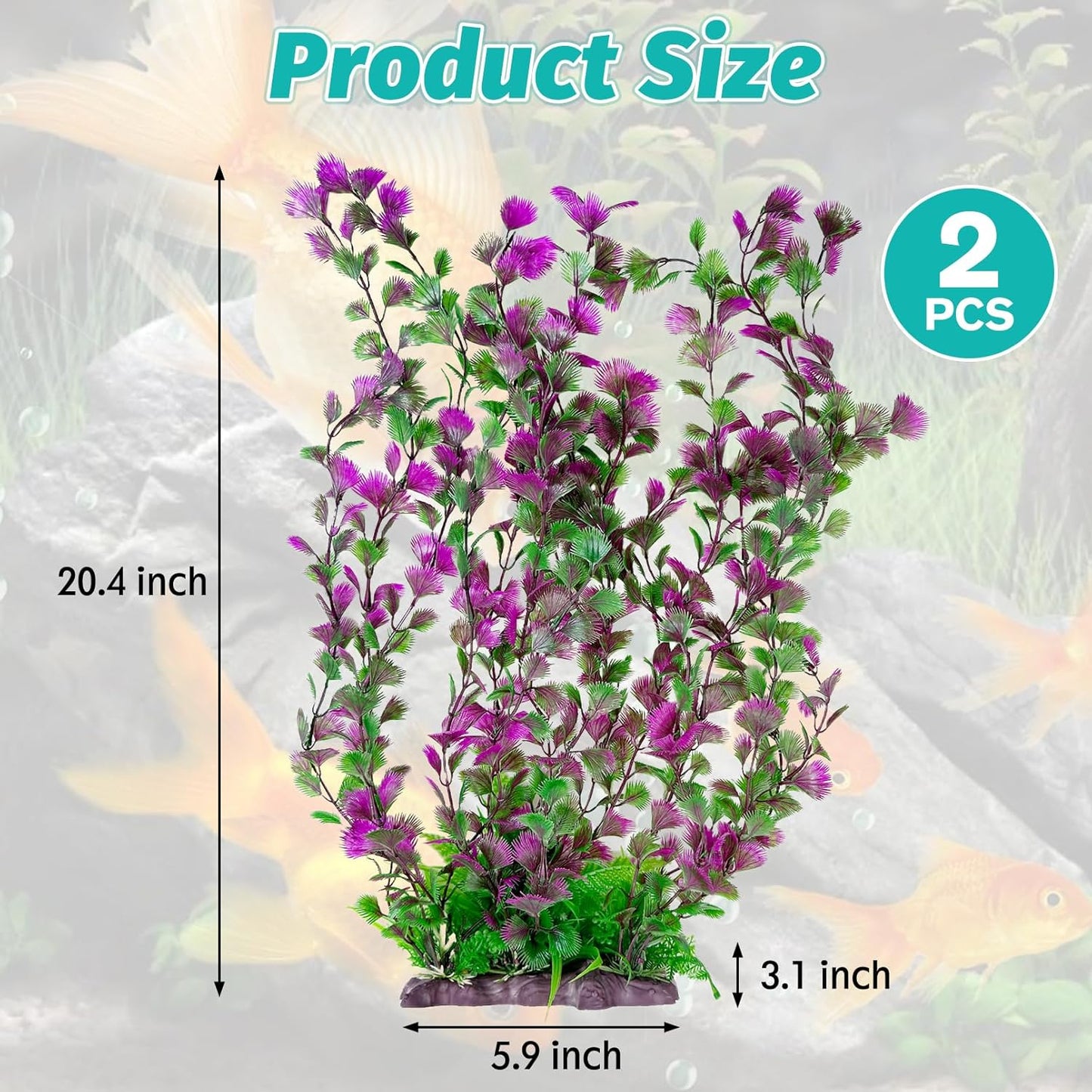 Aquarium Plastic Plants Aquarium Decor Artificial Fish Tank Plants,Tall Fish Tank Decorations, Extra Large Aquarium Plant 20.4-inch Tall,1PCS