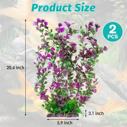 Aquarium Plastic Plants Aquarium Decor Artificial Fish Tank Plants,Tall Fish Tank Decorations, Extra Large Aquarium Plant 20.4-inch Tall,1PCS