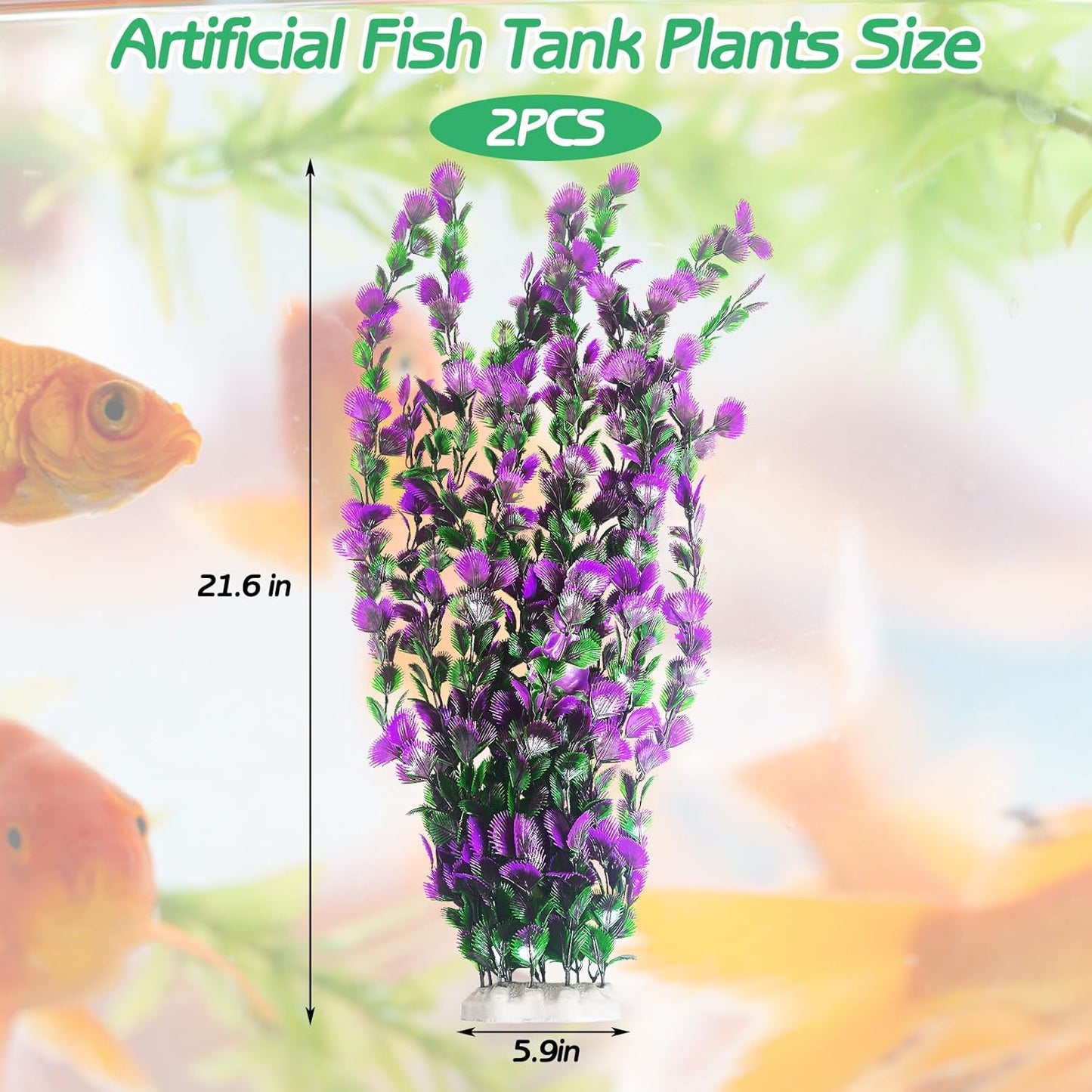 Aquarium Plastic Plants Aquarium Decor Artificial Fish Tank Plants,Tall Fish Tank Decorations, Extra Large Aquarium Plant 20.4-inch Tall,1PCS
