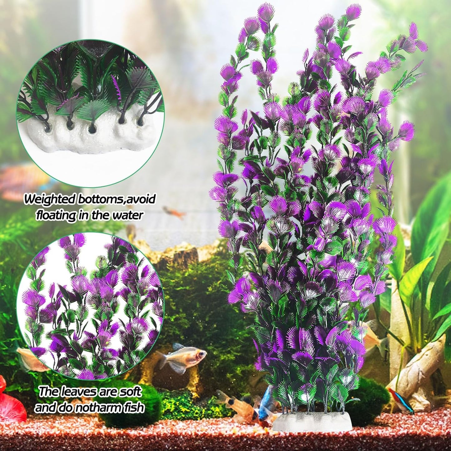 Aquarium Plastic Plants Aquarium Decor Artificial Fish Tank Plants,Tall Fish Tank Decorations, Extra Large Aquarium Plant 20.4-inch Tall,1PCS