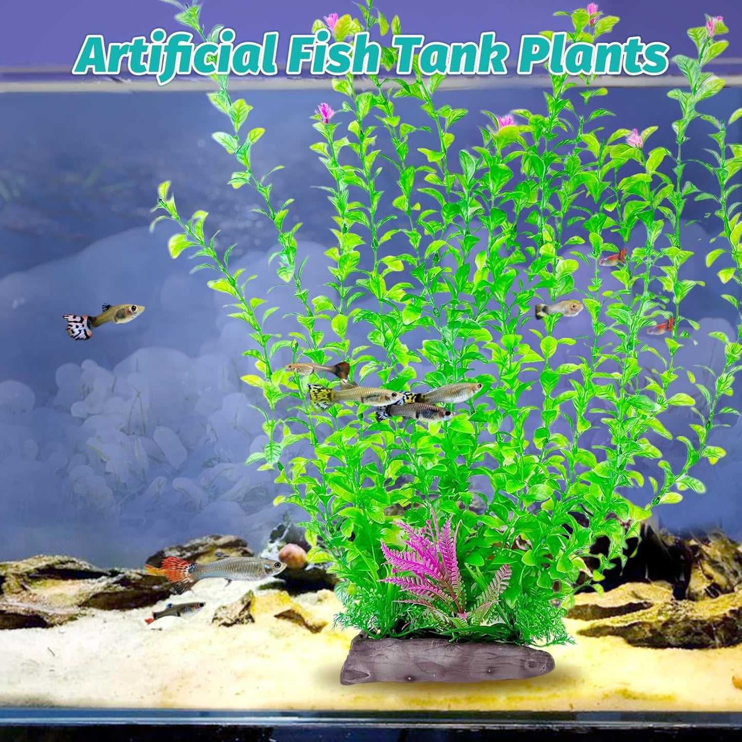 Aquarium Plastic Plants Aquarium Decor Artificial Fish Tank Plants,Tall Fish Tank Decorations, Extra Large Aquarium Plant 20.4-inch Tall,1PCS