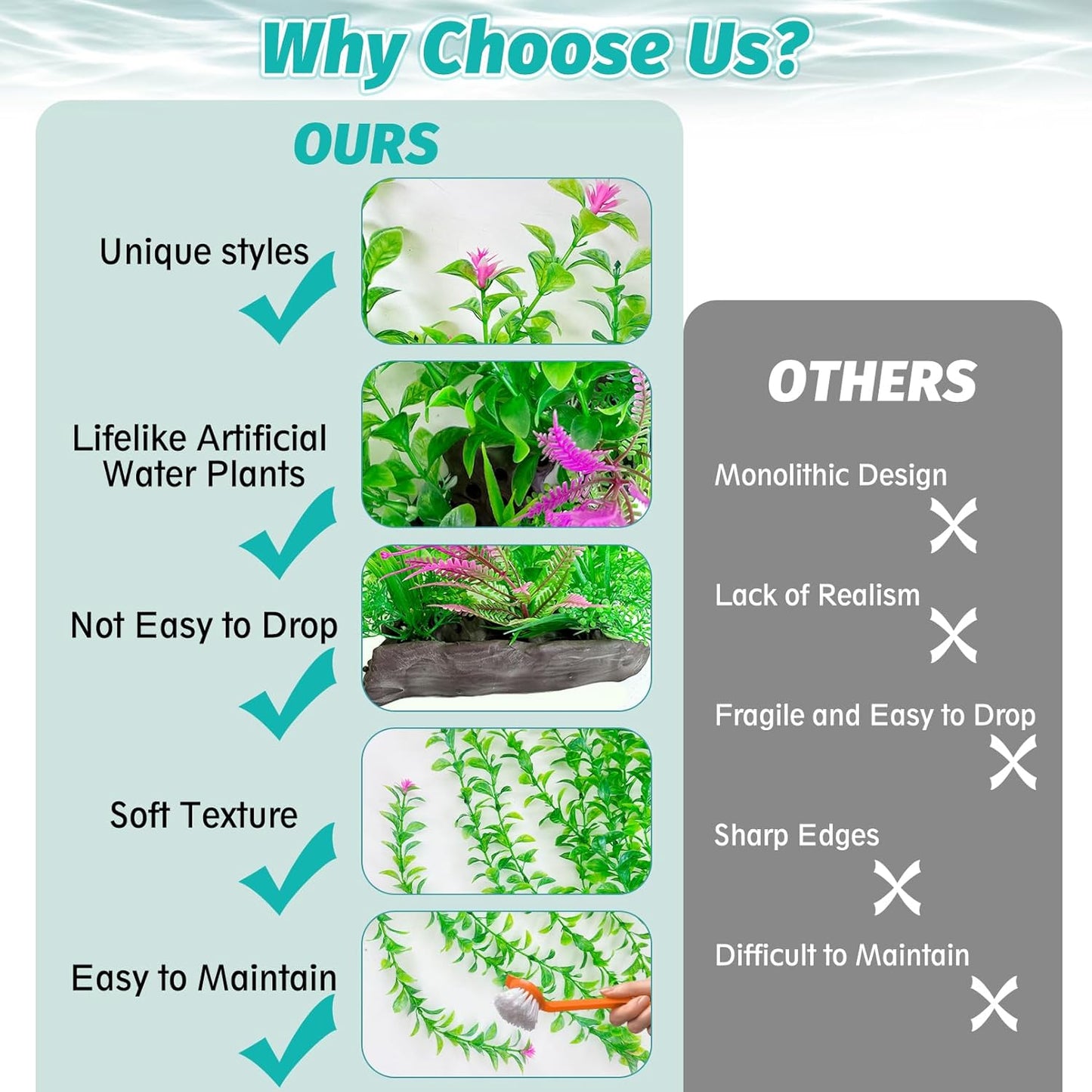 Aquarium Plastic Plants Aquarium Decor Artificial Fish Tank Plants,Tall Fish Tank Decorations, Extra Large Aquarium Plant 20.4-inch Tall,1PCS
