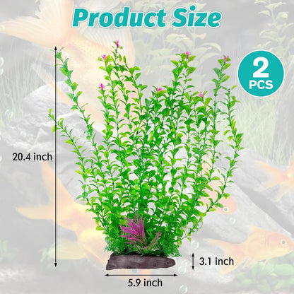 Aquarium Plastic Plants Aquarium Decor Artificial Fish Tank Plants,Tall Fish Tank Decorations, Extra Large Aquarium Plant 20.4-inch Tall,1PCS