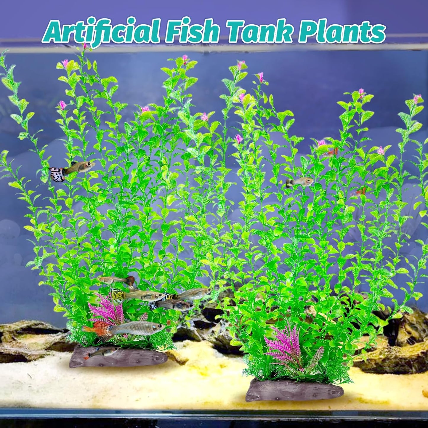 Aquarium Plastic Plants Aquarium Decor Artificial Fish Tank Plants,Tall Fish Tank Decorations, Extra Large Aquarium Plant 20.4-inch Tall,1PCS