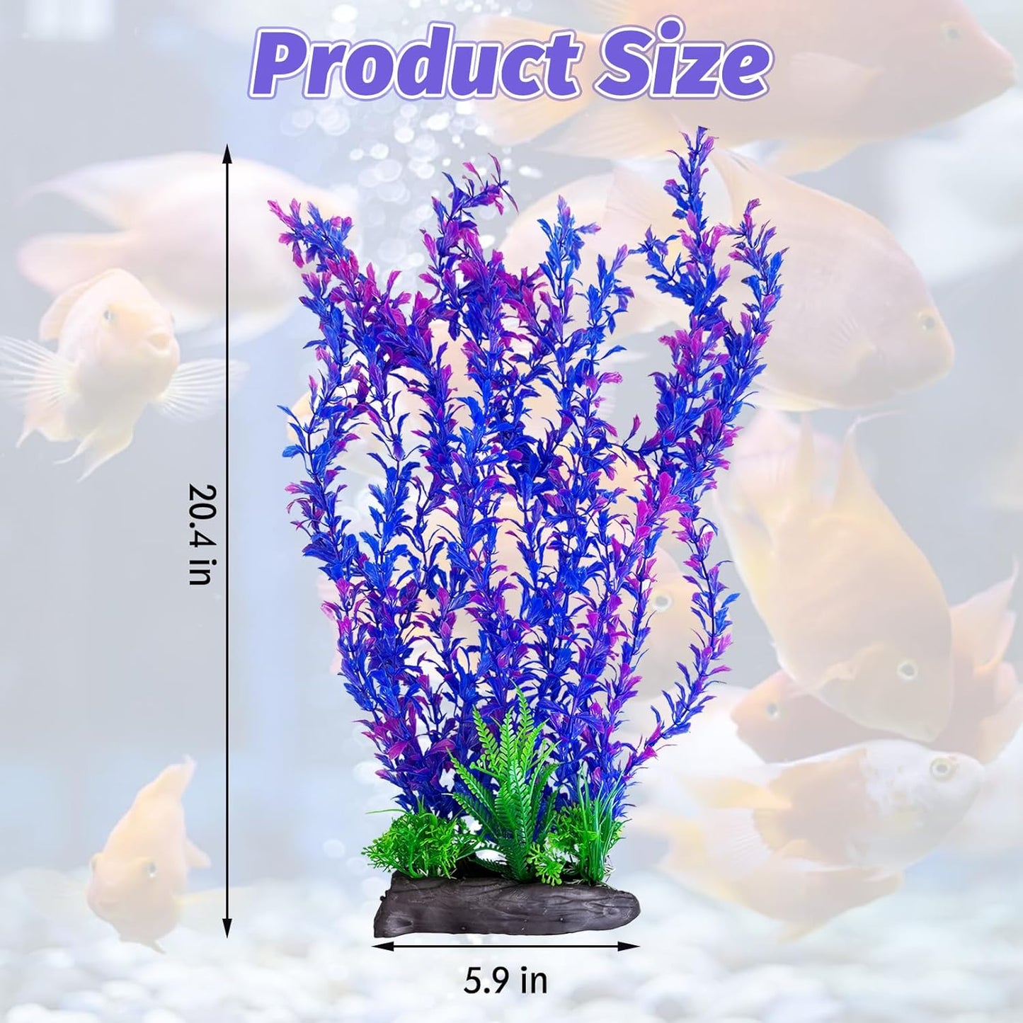 Aquarium Plastic Plants Aquarium Decor Artificial Fish Tank Plants,Tall Fish Tank Decorations, Extra Large Aquarium Plant 20.4-inch Tall,1PCS