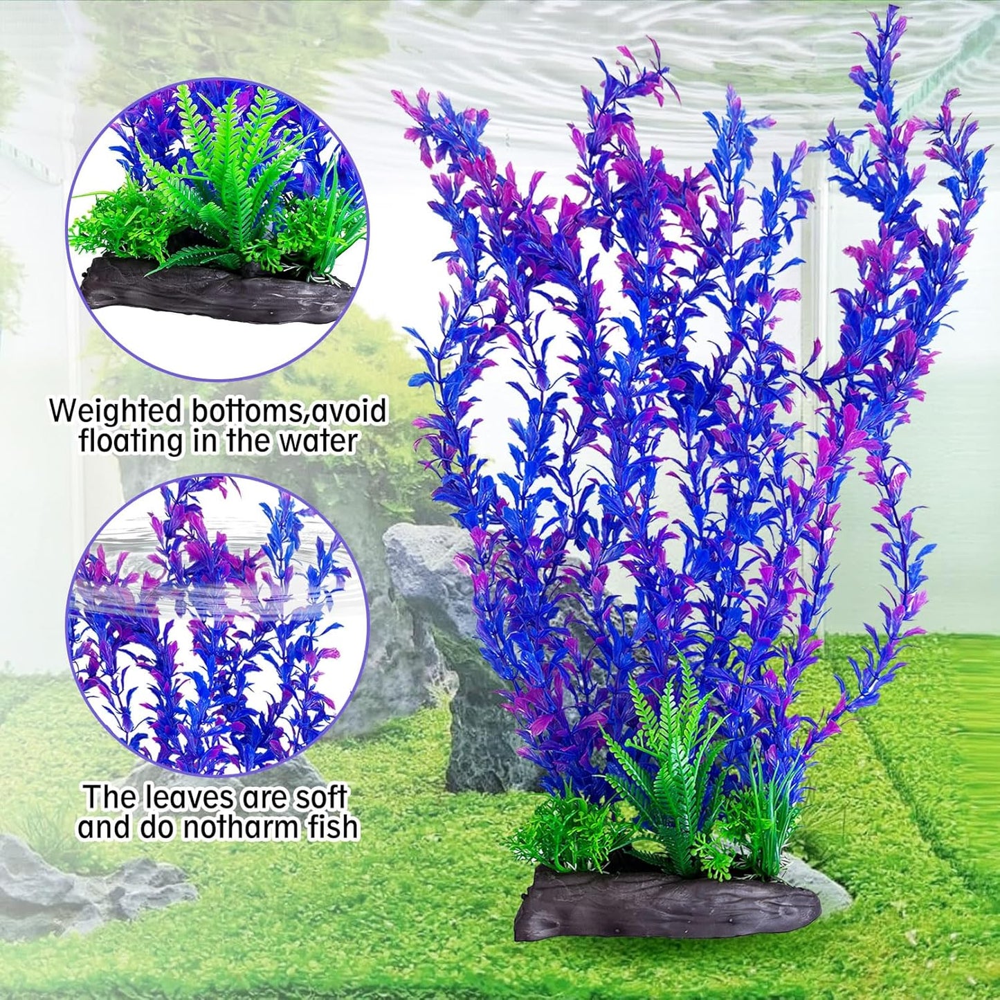 Aquarium Plastic Plants Aquarium Decor Artificial Fish Tank Plants,Tall Fish Tank Decorations, Extra Large Aquarium Plant 20.4-inch Tall,1PCS