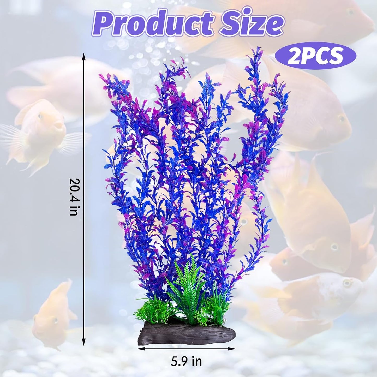 Aquarium Plastic Plants Aquarium Decor Artificial Fish Tank Plants,Tall Fish Tank Decorations, Extra Large Aquarium Plant 20.4-inch Tall,1PCS