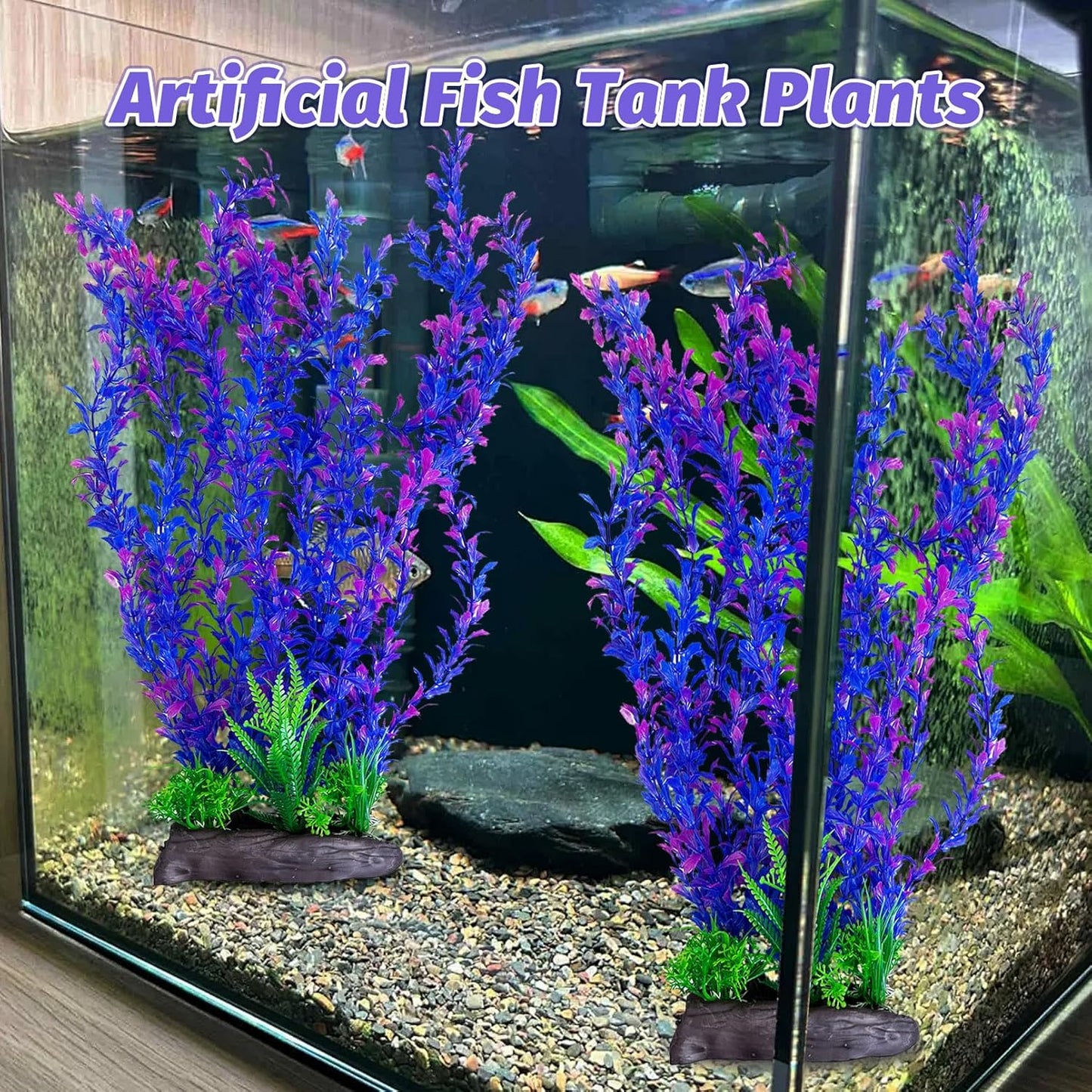 Aquarium Plastic Plants Aquarium Decor Artificial Fish Tank Plants,Tall Fish Tank Decorations, Extra Large Aquarium Plant 20.4-inch Tall,1PCS