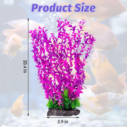 Aquarium Plastic Plants Aquarium Decor Artificial Fish Tank Plants,Tall Fish Tank Decorations, Extra Large Aquarium Plant 20.4-inch Tall,1PCS