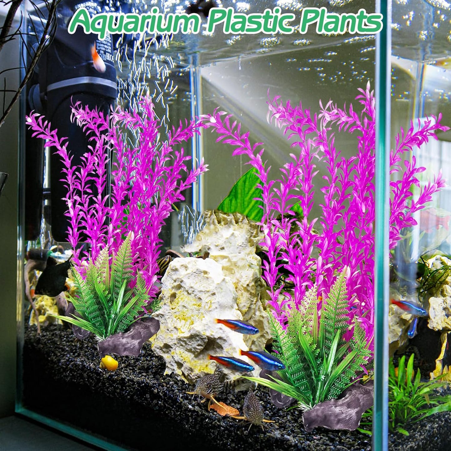 Aquarium Plastic Plants Aquarium Decor Artificial Fish Tank Plants,Tall Fish Tank Decorations, Extra Large Aquarium Plant 20.4-inch Tall,1PCS